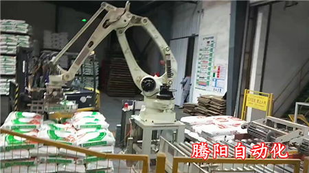 飼料碼垛機器人雙線碼垛幫助企業(yè)打造立體倉庫